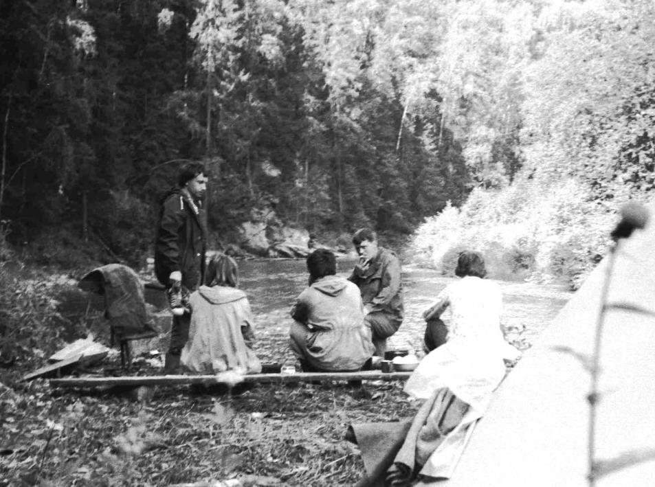 1977 июль, лагерь на реке Койва.