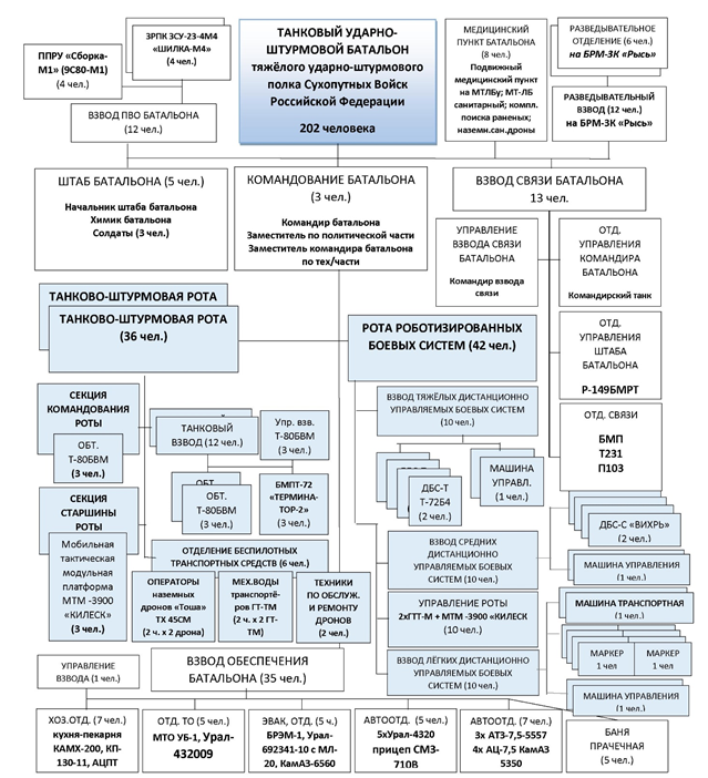 Организационно-штатная структура танкового ударно-штурмового батальона