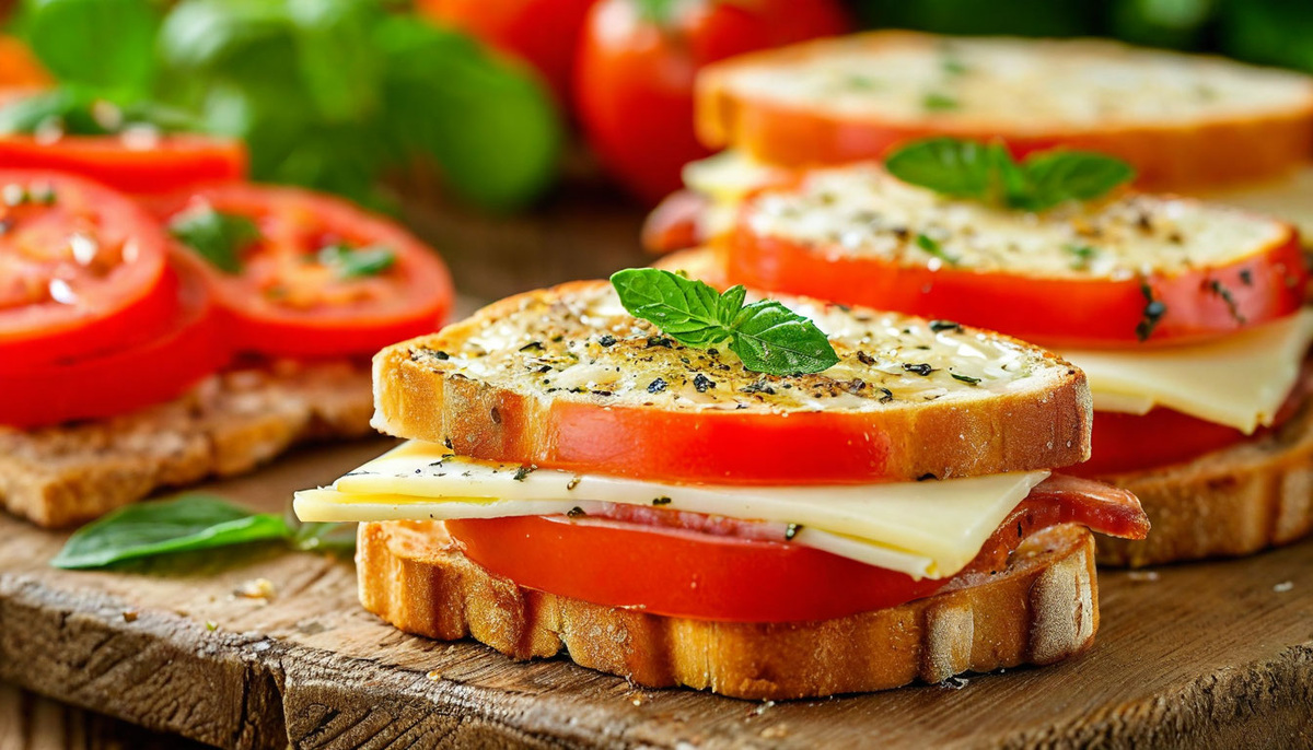 Бутерброды с помидорами и сыром.