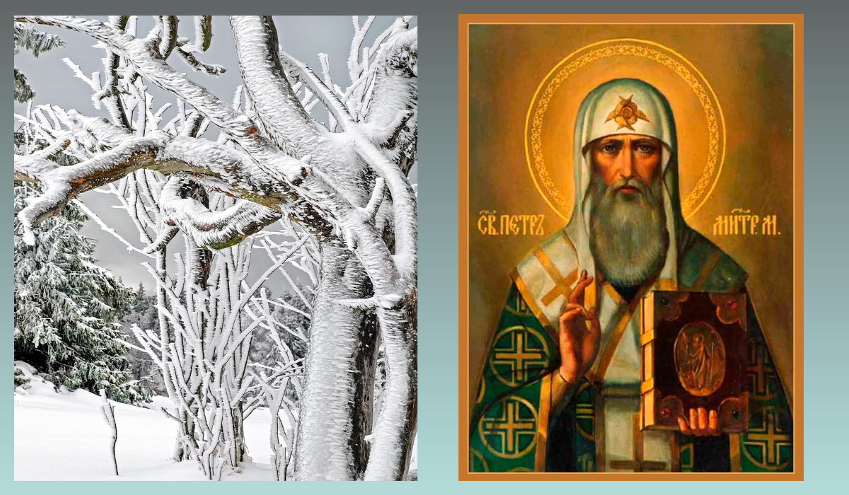 Икона Святитель Петр Московский, митрополит Киевский и всея Руси, чудотворец/azbuka.ru, Зима/pixabay.com