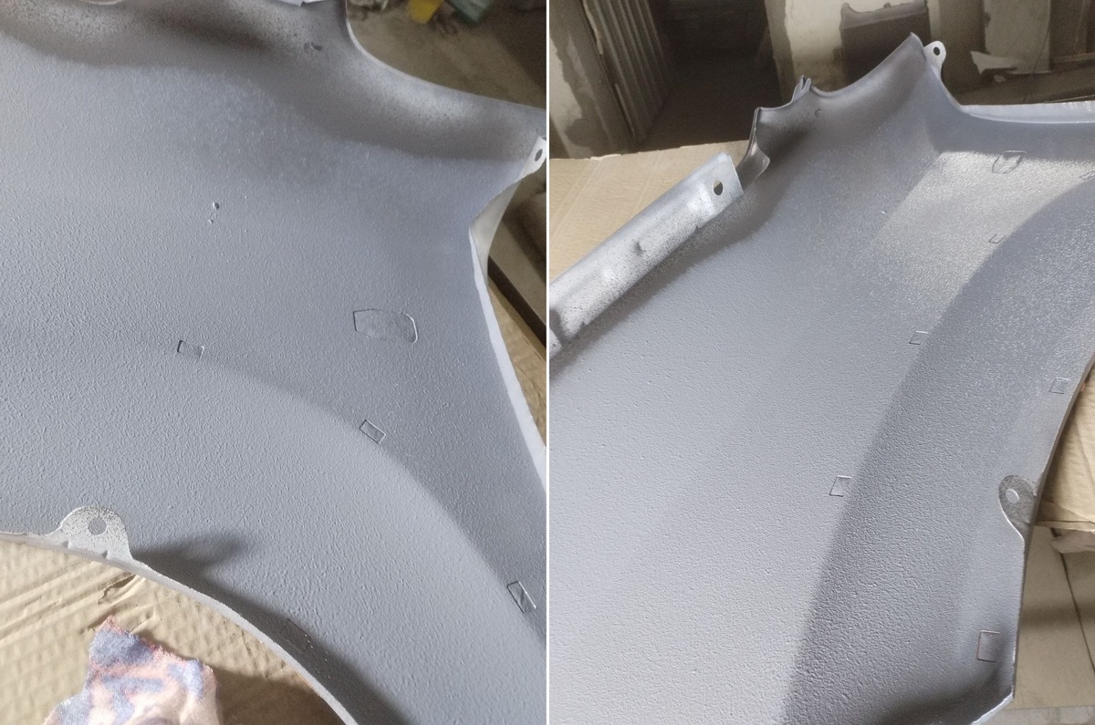 Нанесли антигравийное покрытие на внутреннюю плоскость