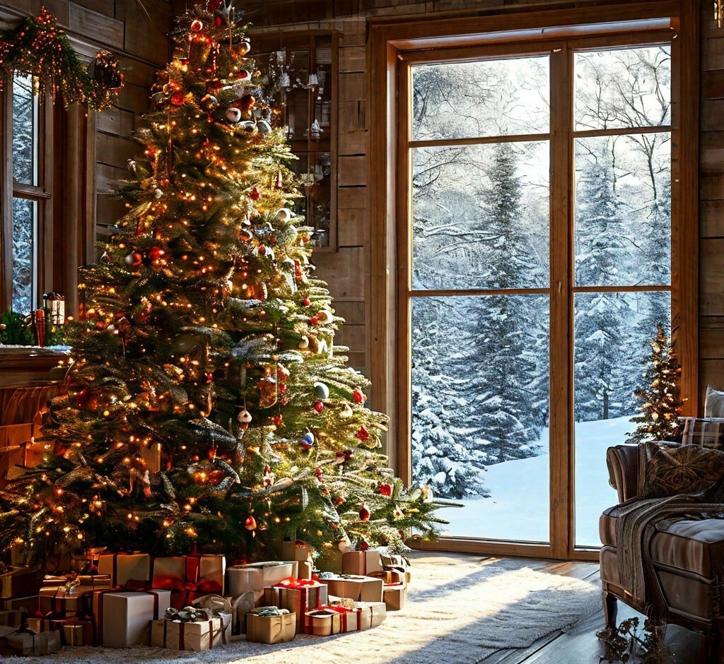 С Новым годом! Всем по дому и по ёлке и красивому пейзажу за окном. Создала в нейросети 