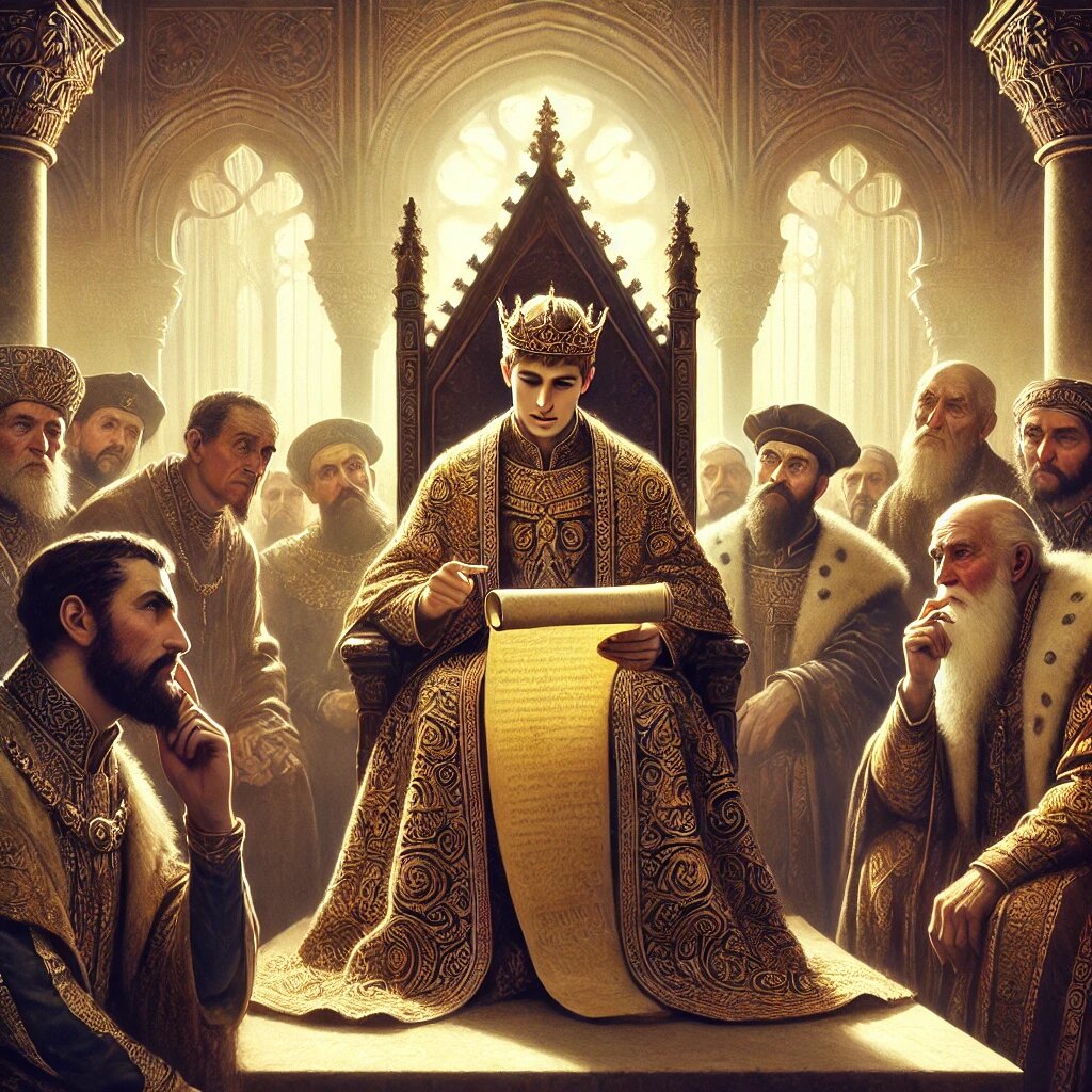 Король и советники олицетворяют интриги и опасности, возникающие, если полагаться на милость. Это напоминание о том, что власть строится на корысти, а не на благодарности.