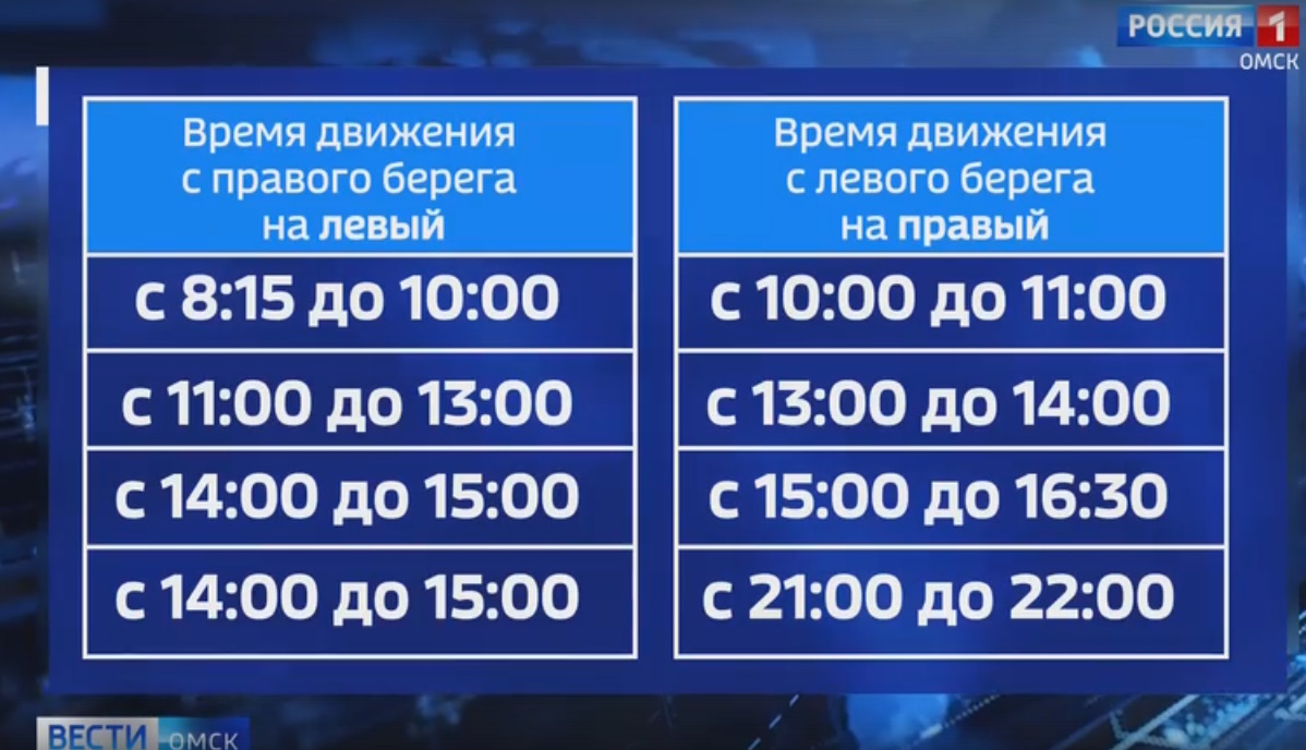   Расписание реверсивного движения может меняться. Скрин с видео ГТРК «Иртыш»