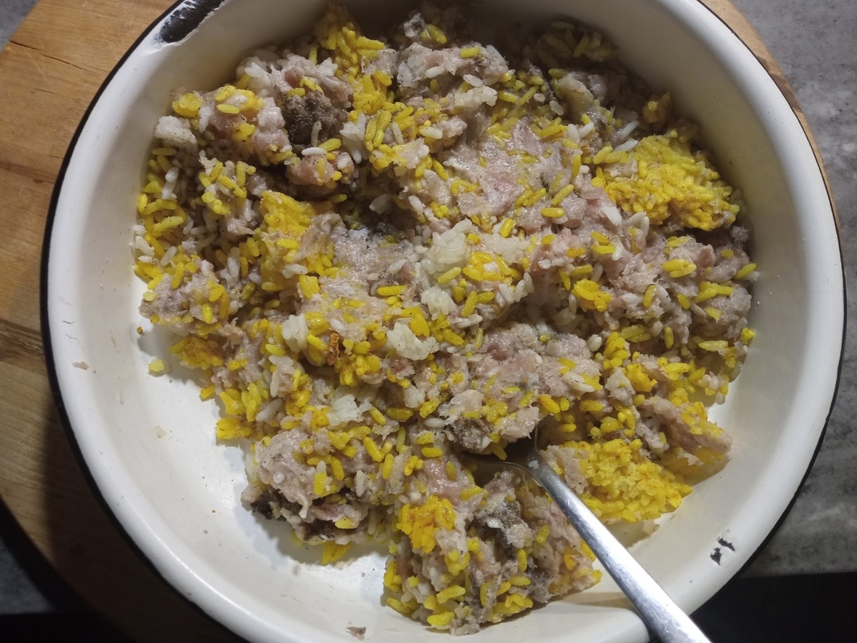 Фарш и рис.