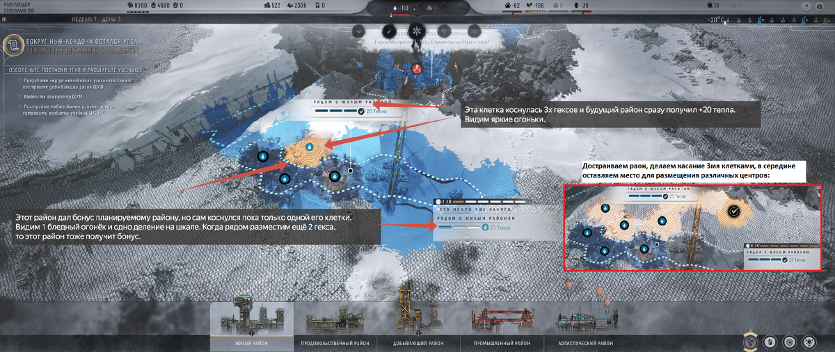 Пример, когда один район получил бонус, а второй при этим ещё нет.