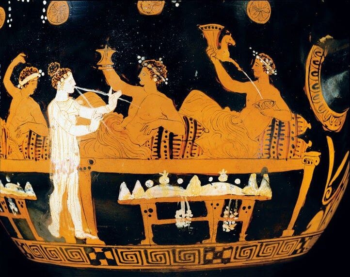 Фрагмент древнегреческой вазы с пиршеством 