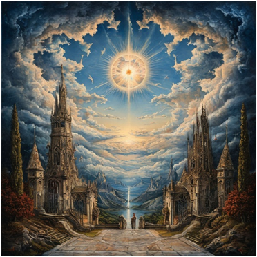 Сгенерировано ИИ- солнечный Рай и строгий Ад.