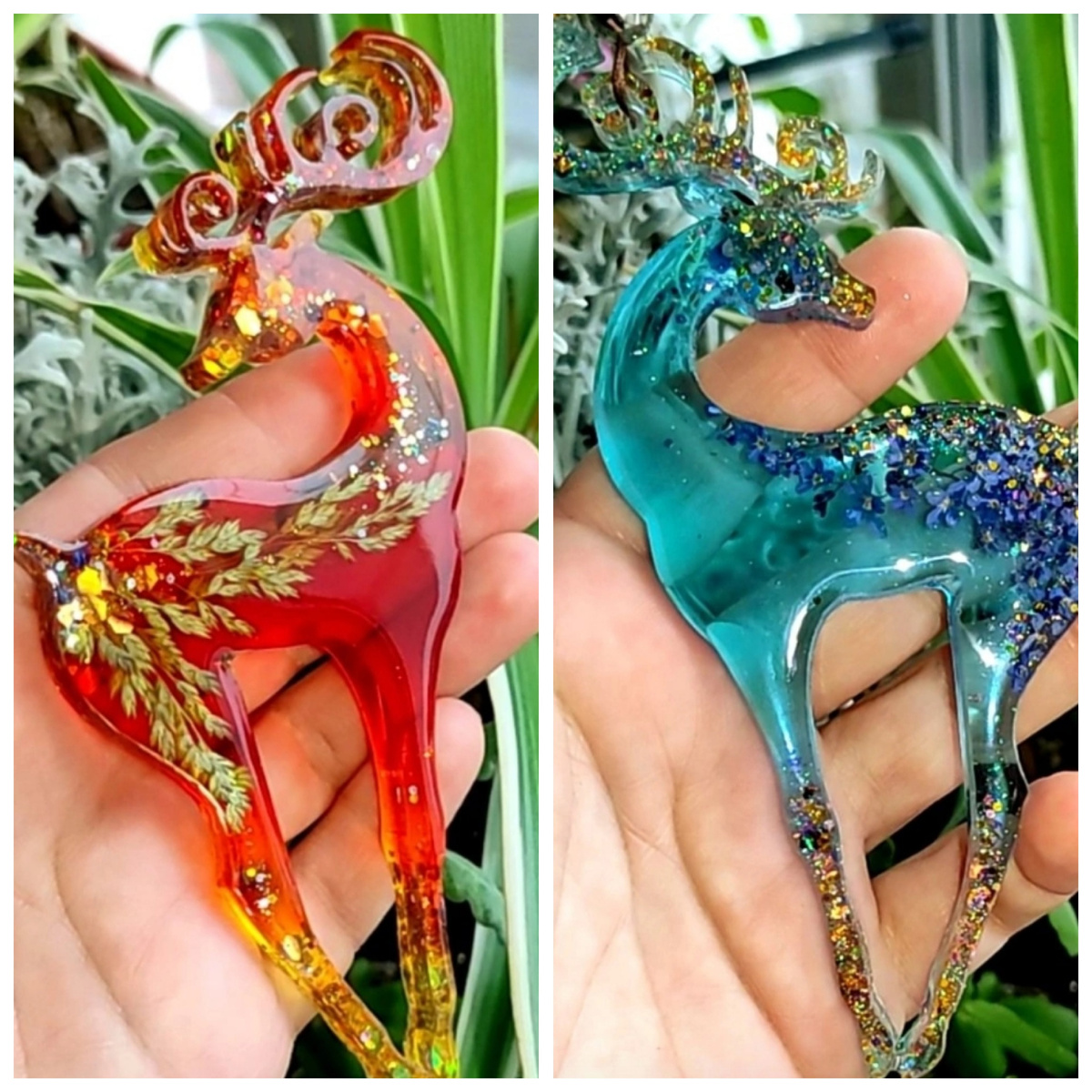 Новогодние олени с применением прозрачных красителей.