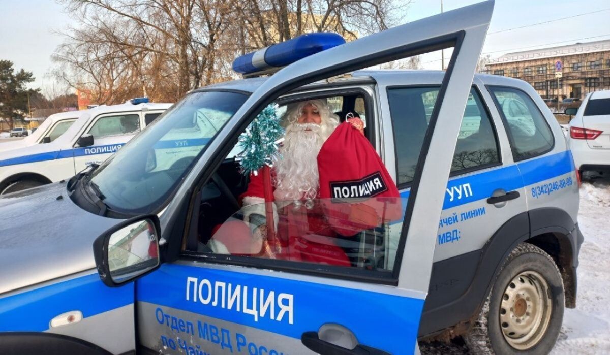     Полицейский Дед Мороз. Источник: ОМВД по ЧГО Автор фото: Отдел МВД