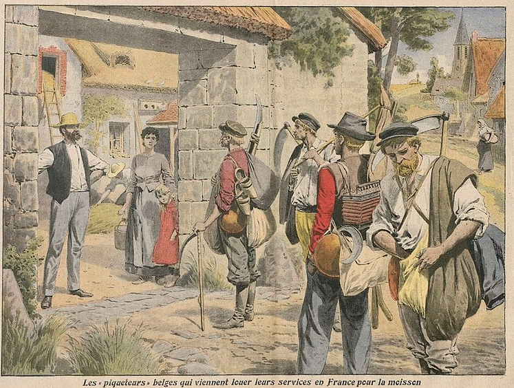 Бельгийские рабочие. Анонимная иллюстрация, опубликованная в Le Petit Journal, 1908г.