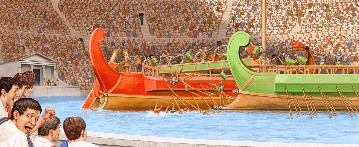 Навмахия в I-II веках. Художник: Michael Welply