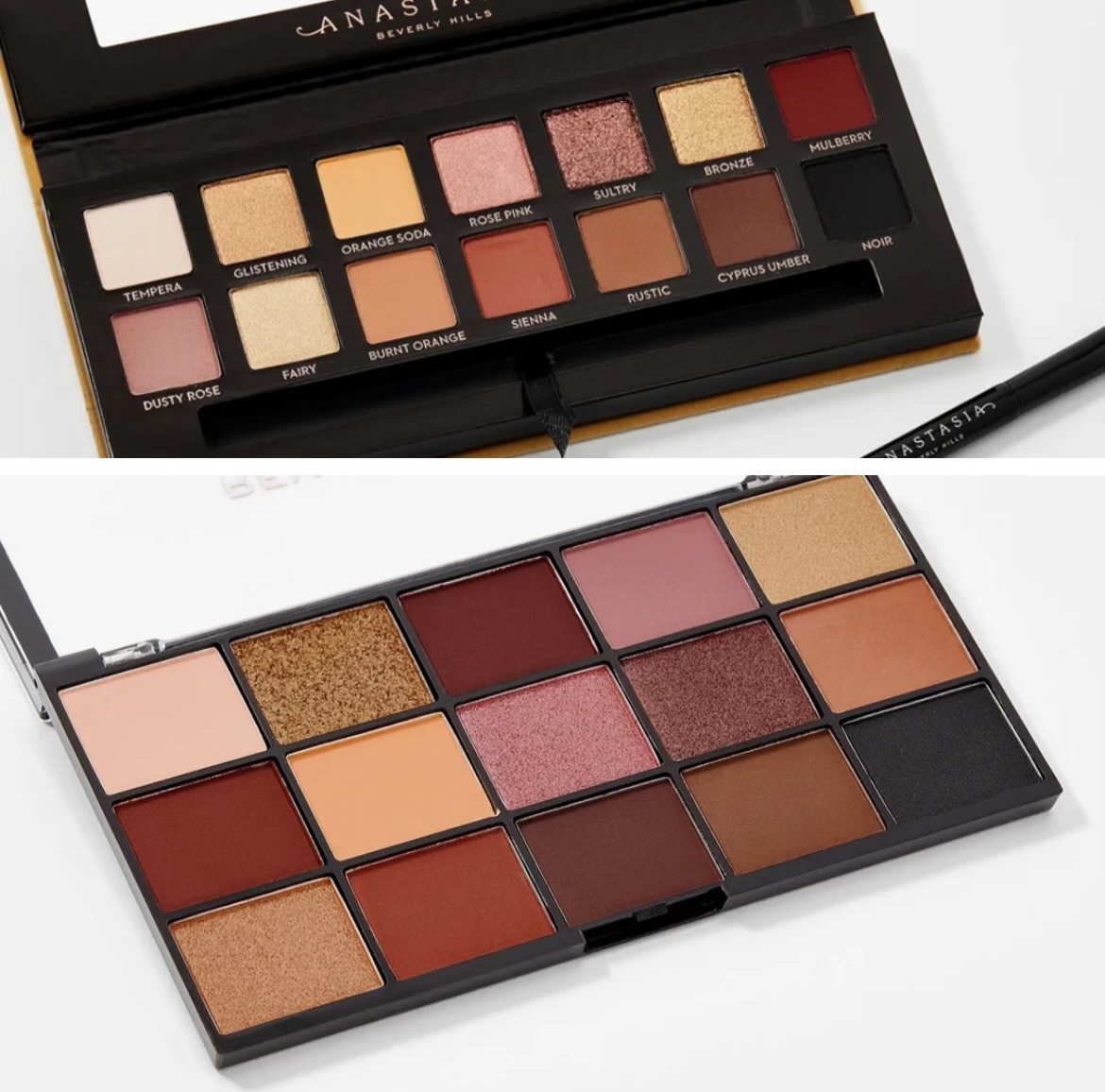 Цветовая гамма абсолютно идентична, в Makeup Revolution лишь на один оттенок больше (фото из открытого источника)