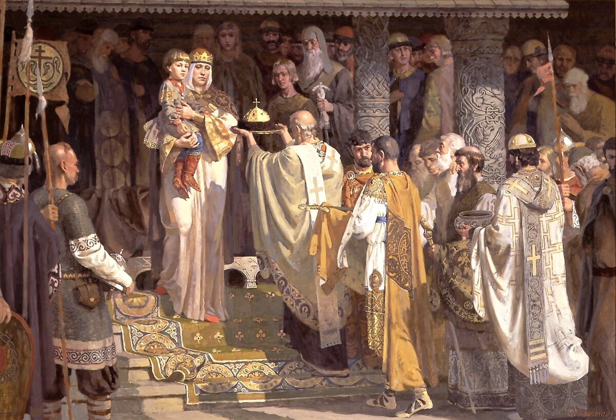 Елена Глинская с малолетним Иваном Грозным на руках.