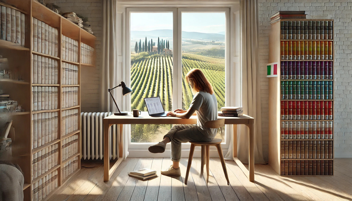 девушка учит итальянский язык