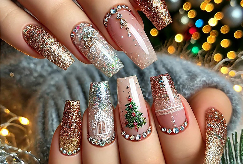 Рождественский маникюр: идеи для ногтей на Рождество