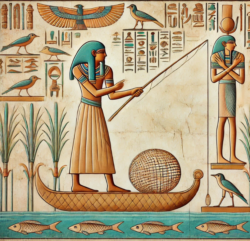 Стилизованная фреска в стиле древнеегипетских иероглифов