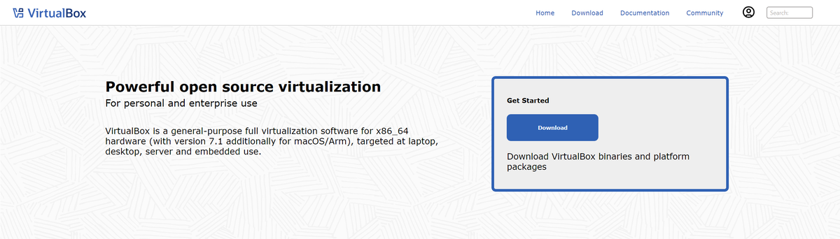 Часть главной страницы сайта VirtualBox.