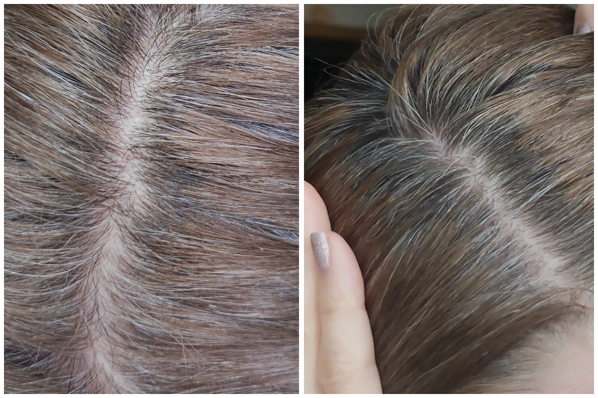 Процесс отращивания натуральных волос  с сединой