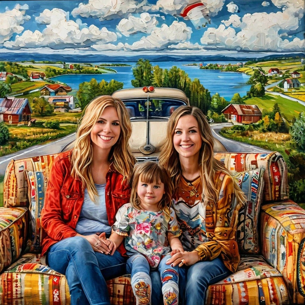 Создано нейросетью. Вообще-то нейросеть молодец,даже предсказала будущее. Мать, дочь и ребенок дочери. 