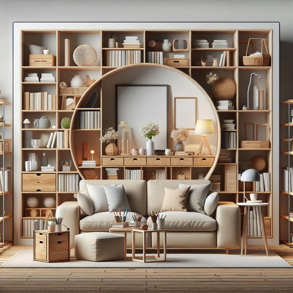 Гостиная с организацией простанства, даже с большим количеством вещей