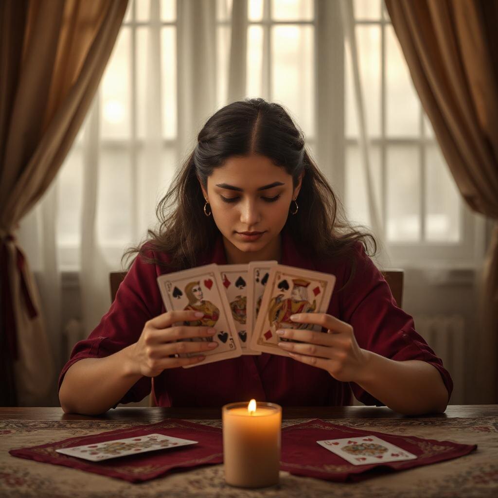 Гадание на картах. Иллюстрация сгенерирована нейросетью