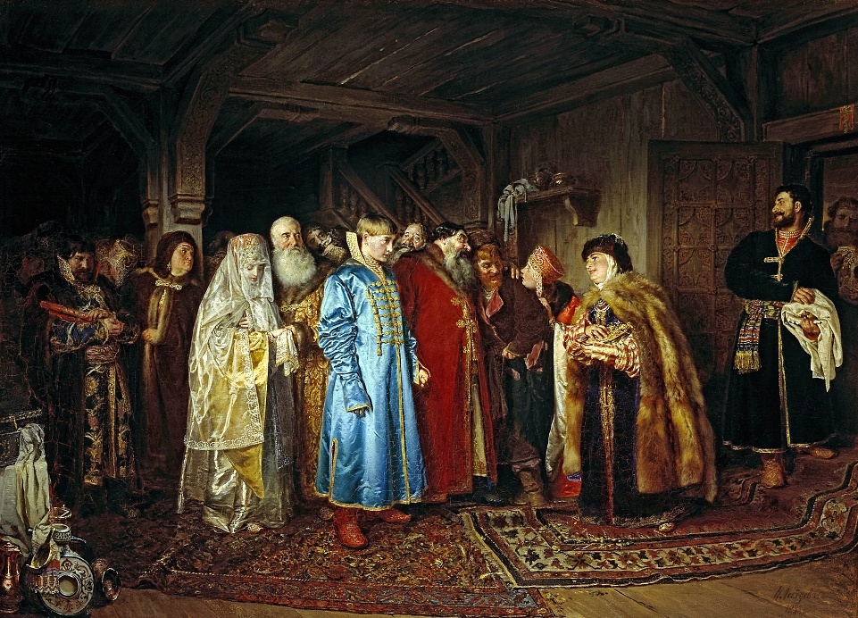 Клавдий Лебедев, «Боярская свадьба», 1883, холст, масло, 48,8 x 69,2 см, Государственная Третьяковская галерея, Москва