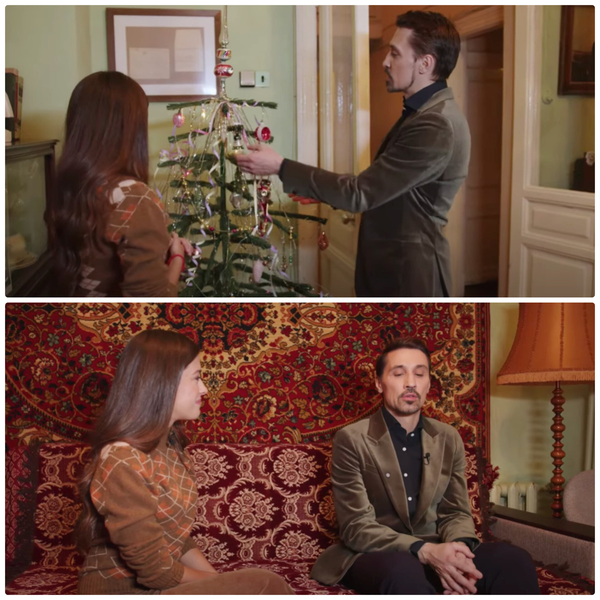 Здесь и советский ковёр и советский диван. Всё в духе советского времени. Артиста одолела ностальгия