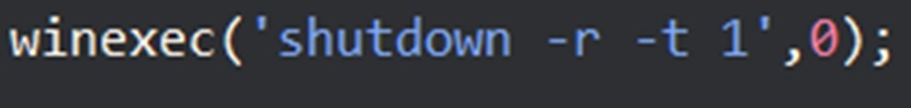 Пример использования winexec для перезапуска системы