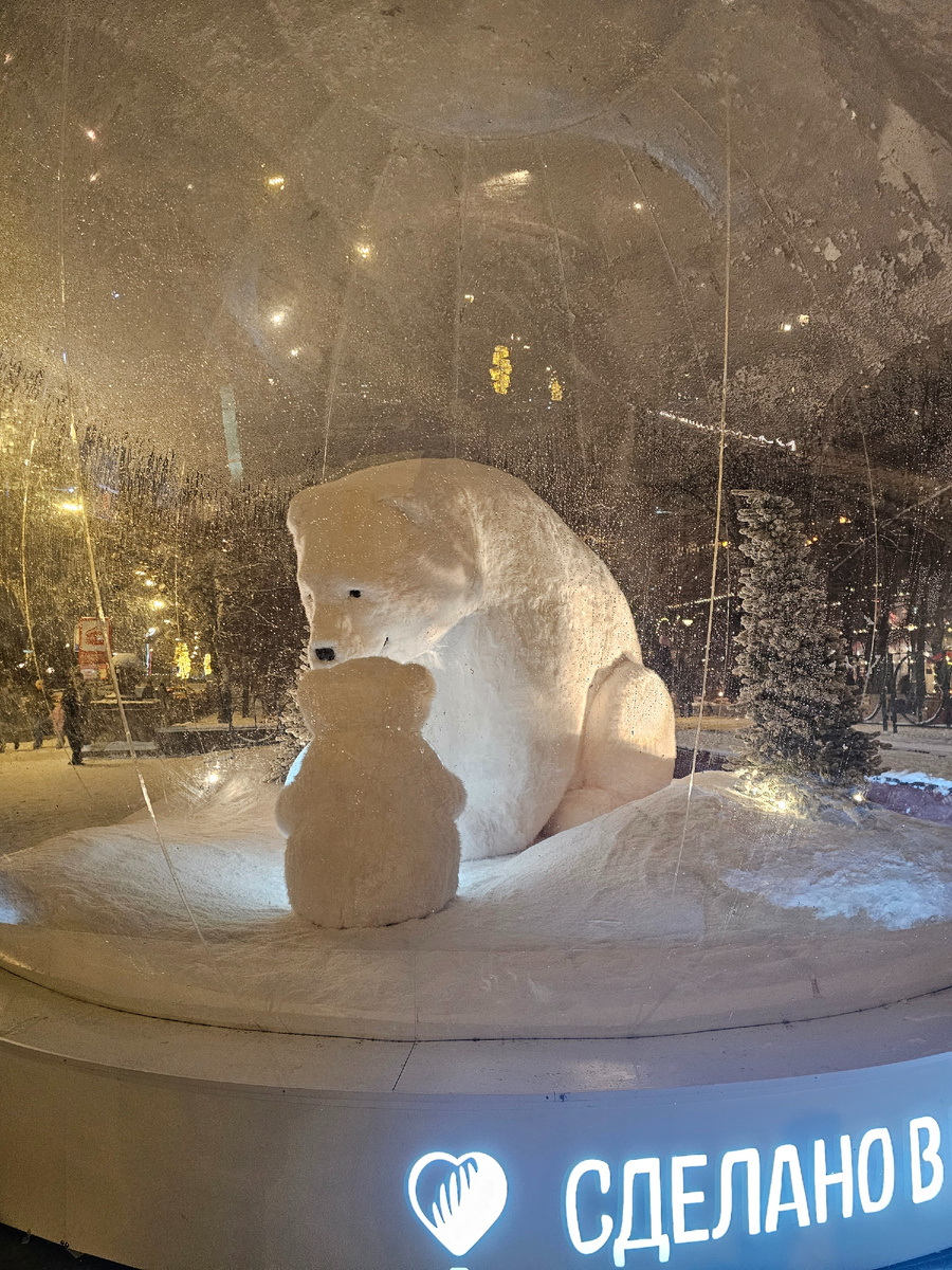 Мама и умка в шаре перед катком