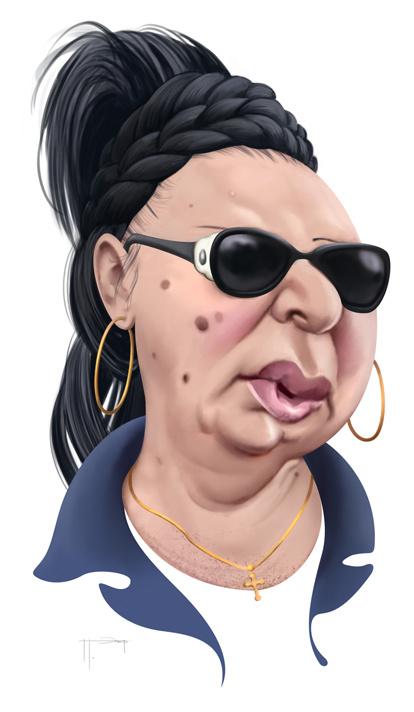 Шарж вышел очень интересный, неожиданно стильный. А ниже - стадии рисования!