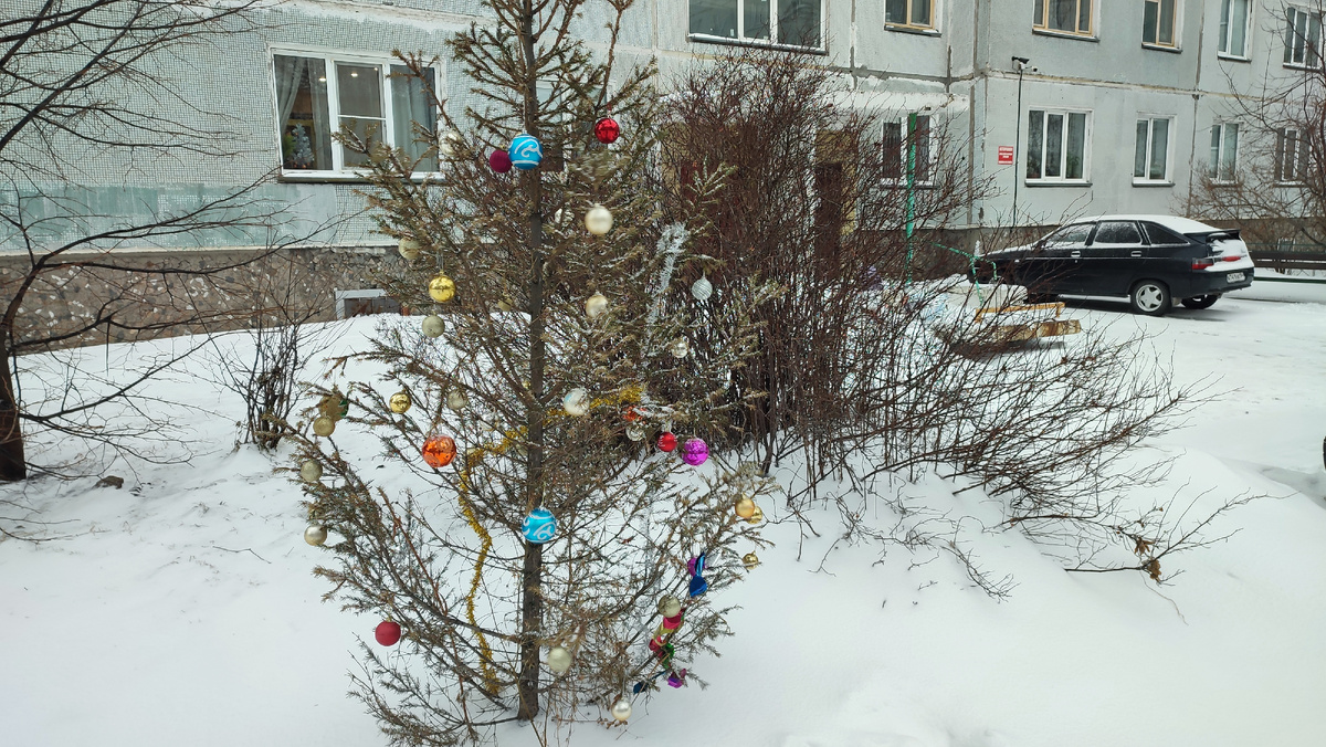 Стоит наряженная))) 