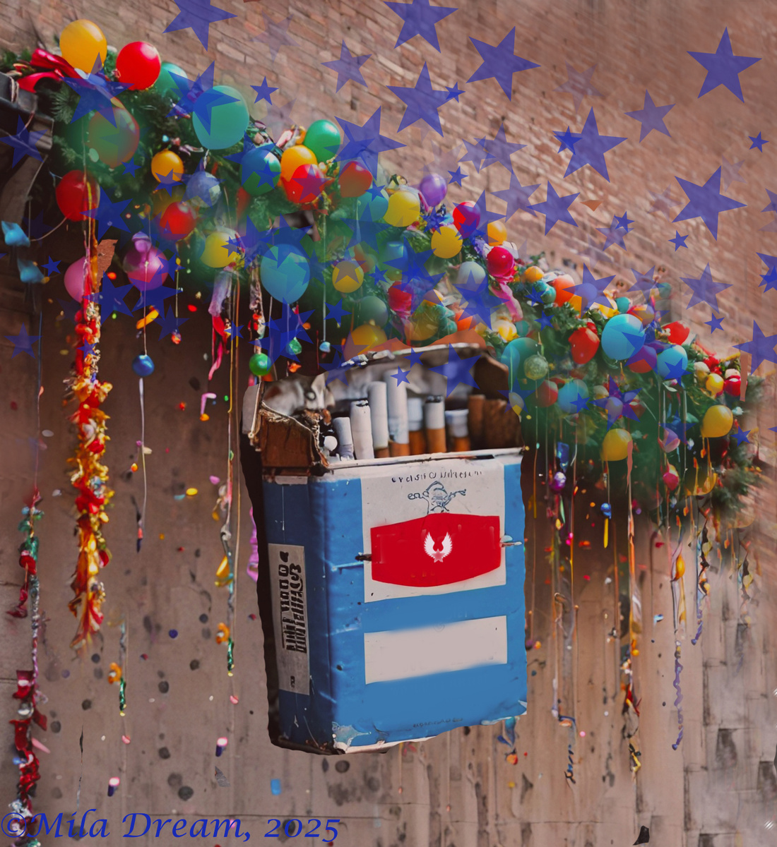 Огромные пачки сигарет на стене / Huge packs of cigarettes on the wall