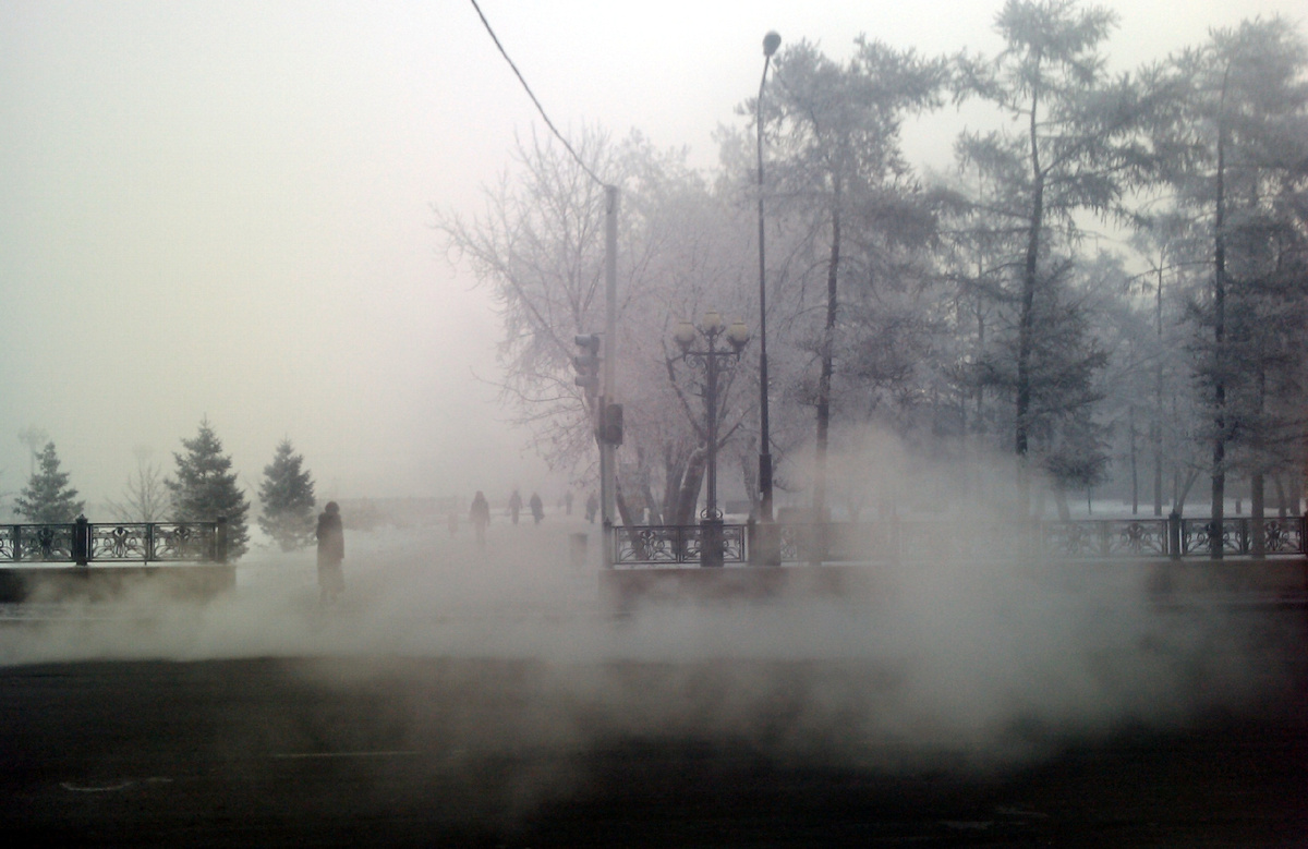 Сквер Кирова в декабрьском тумане 2009-ого года