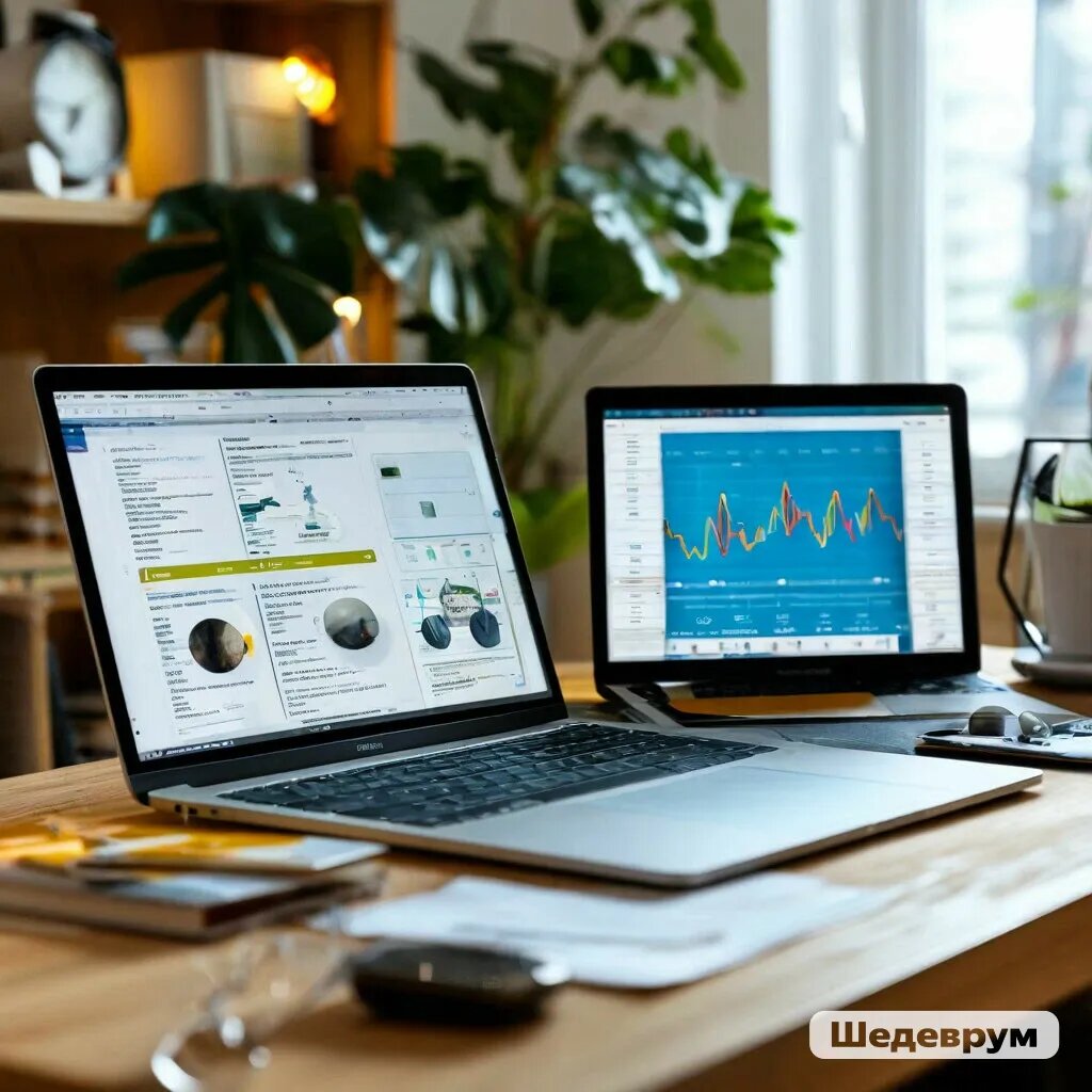 Современный фрилансер в минималистичном домашнем офисе. Половина рабочего стола завалена бумагами, часами, и старым ноутбуком, а другая половина — аккуратная, с современным ноутбуком, на экране которого голографический AI-помощник помогает выполнять задачи. Светлая комната, мягкое освещение, стиль хай-тек, символы роста доходов (графики, деньги) на заднем плане. 8k, фотореалистичный стиль."