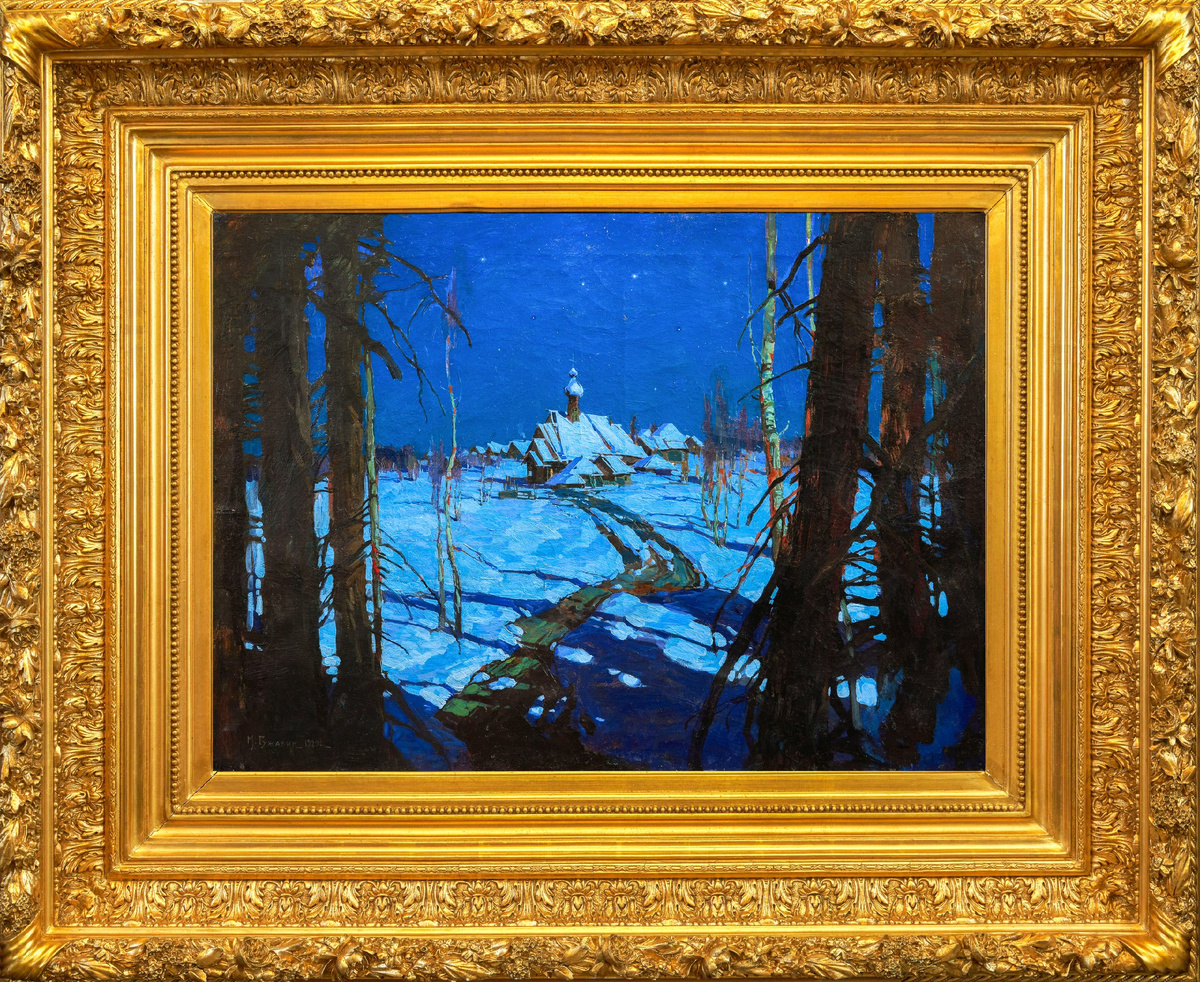 М.Гужавин. Лунная ночь зимой. 1928. Галерея Умная коллекция.