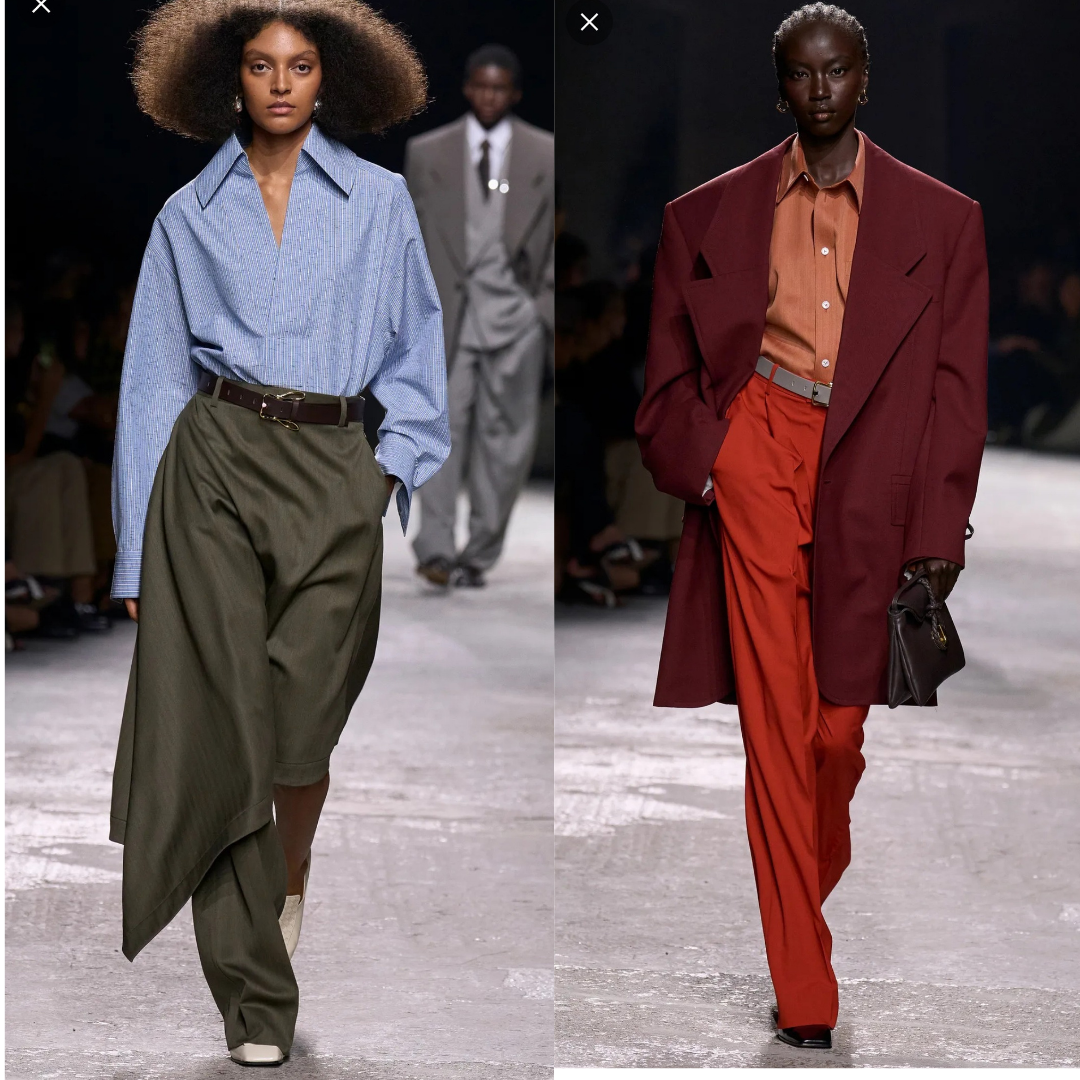 под одним из обзоров этой коллекции я прочитала негативный комментарии по поводу однобрючных комплектов. "Что за бред? Куда это надевать?" На что, в комментариях написали, как прекрасно эти брюки-юбка выглядели на вечернем мероприятии на одной из гостей , так что главное здесь уместность.