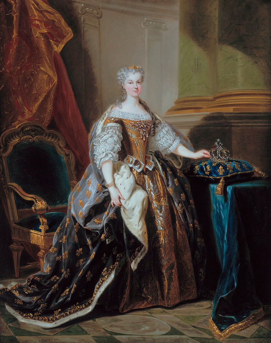 Мария Лещинская на портрете 1725 года, когда она стала королевой Франции (портрет Жана-Батиста ван Лоо)