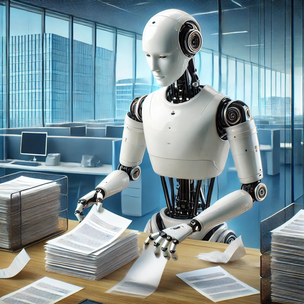 Робот выполняет рутинные офисные задачи.