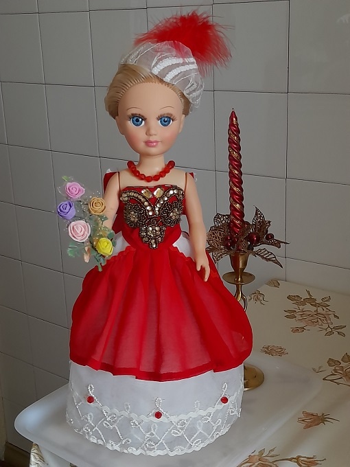 "Красная вспышка"/"The red flash". Бальное платье для куклы Анастасии. Январь, 2025.