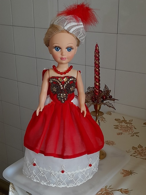 "Красная вспышка"/"The red flash". Бальное платье для куклы Анастасии. Январь, 2025.