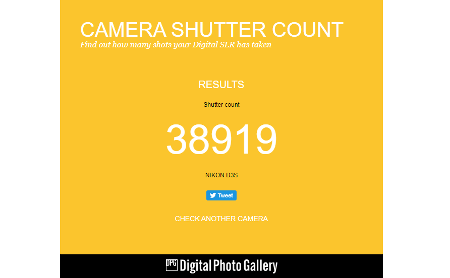 Программа показывает количество срабатываний затвора камеры