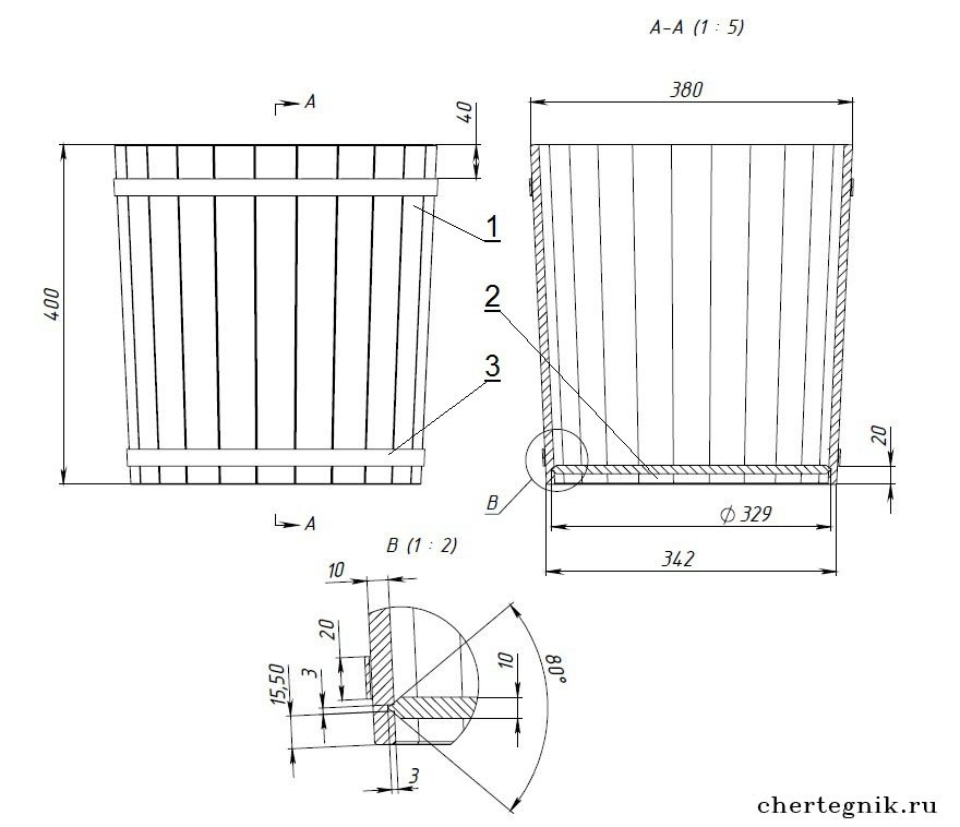 Чертеж кадушки
