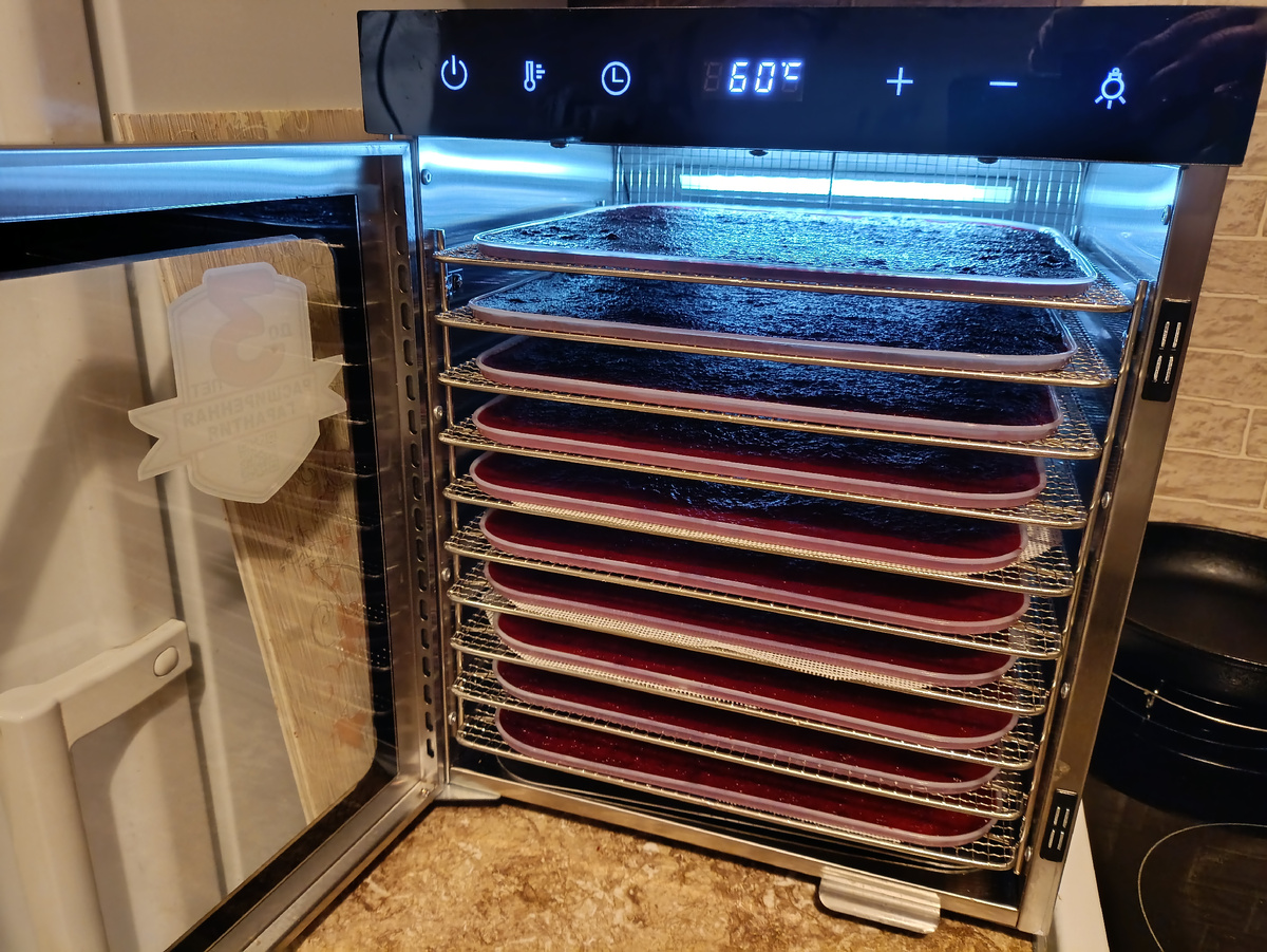 Жимолость и вишня в сушилке