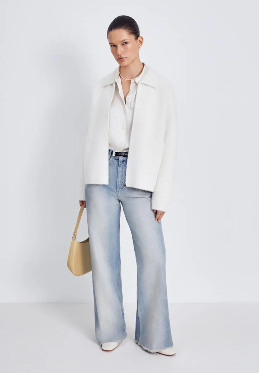 Белый прямой кардиган