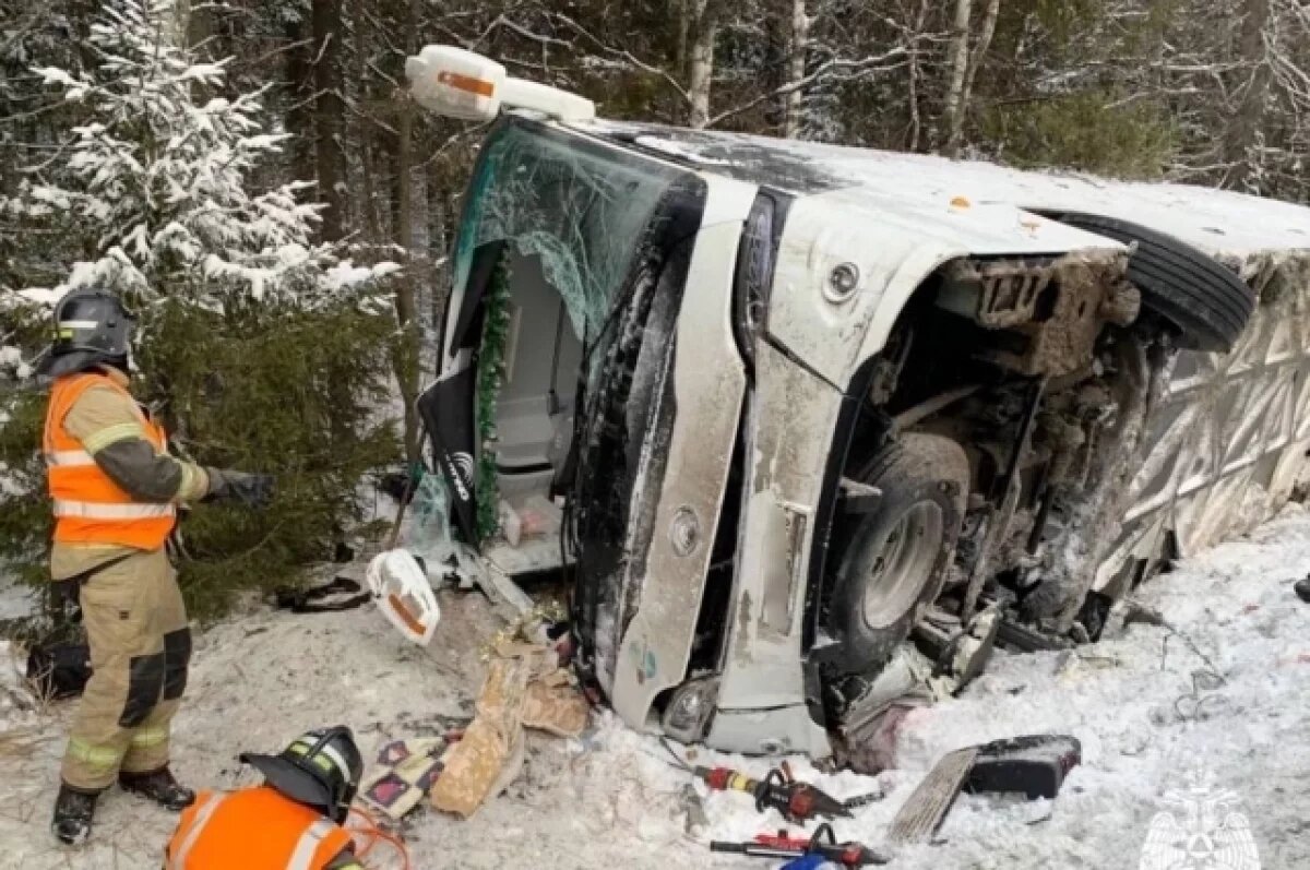    В Карелии перевернулся автобус, полный туристов