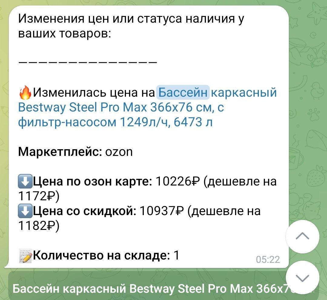 ozon изменение цены