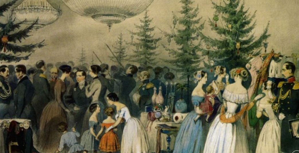 Первая Елка в Аничковом дворце. Источник изображения - https://deti.mail.ru/article/kakimi-byli-yolki-pri-dvore-nikolaya-i/