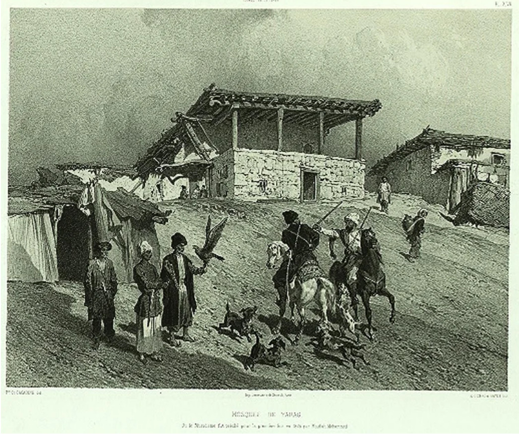 На фото: Дагестан. Мечеть в Яраге на картине князя Г. Г. Гагарина.