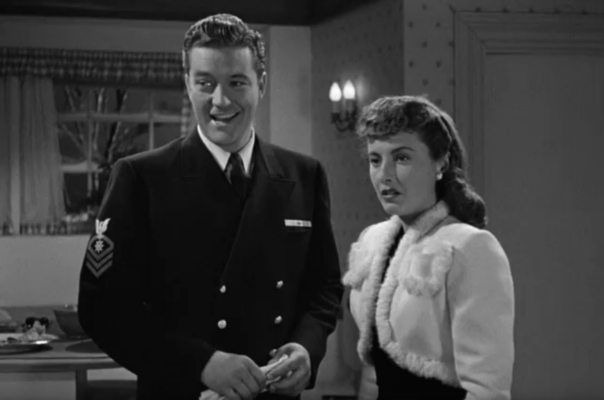В старом голливудском фильме моряк Джефферсон Джонс и журналистка Элизабет Лейн встретили и полюбили друг друга в канун Рождества. Элизабет сыграла Барбара Стэнвик, а Джефферсона - Деннис Морган